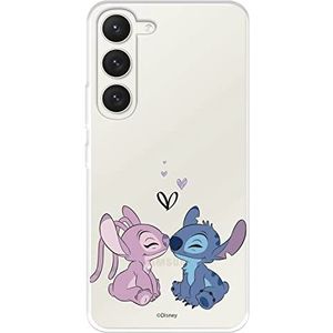 Beschermhoes voor Samsung Galaxy S23, officiële Disney Angel & Stitch kus, ter bescherming van je mobiele telefoon, flexibele siliconen hoes met officiële licentie van Lilo & Stitch