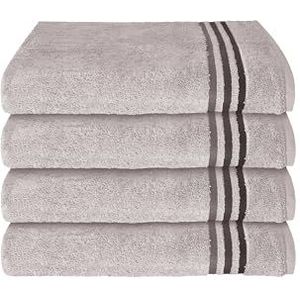 Schiesser Handdoek Skyline Color - 100% Katoen - Set van 4 badhanddoeken - Goed absorberende badlaken set - 50 x 100 cm - Zilver