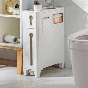 Badkamer smalle kast Kleine badkamer kunststof opbergkast, badkamer witte vrijstaande voorraadkast, witte toiletpapier opbergkast for keuken (Color : Drawer Type, Size : 4 Tier)