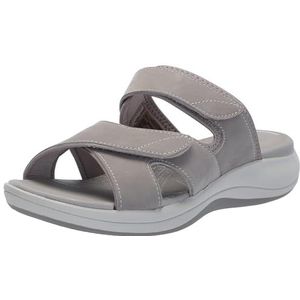 Clarks Women's Mira Ease Slide Sandal, Stone Textile, 7