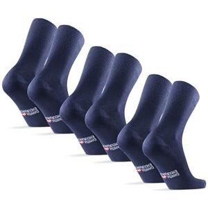 DANISH ENDURANCE Zachte Top Diabetes Crew Sokken voor Heren & Dames, 3-pack, Nette Brede Bamboe Sokken zonder Elastiek,Vocht Afwerend, Ademend, Marineblauw, 43-47