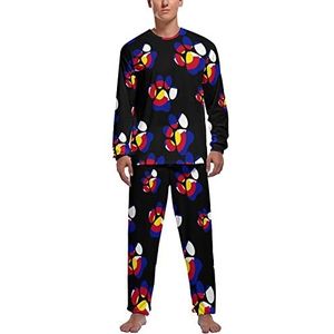 Colorado State Shaped Paw Print Zachte Heren Pyjama Set Comfortabele Lange Mouw Loungewear Top En Broek Geschenken 2XL