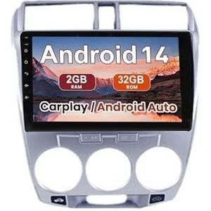 Android 15 Autoradio 9 inch touchscreen voor Honda City 2008-2014 Autoradio Navigatie met Carplay met GPS navigatie Bluetooth FM USB Steering Wheel Control(X7 6G+128G)