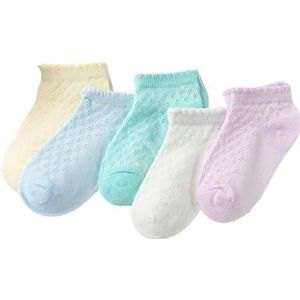 5 paar comfortabele en zachte katoenen korte mesh kanten geribbelde sokken schattig (Color : D, Size : S- 0-1Year)