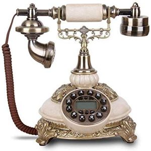 Antieke telefoon Klassieke telefoon Replica Antieke stijl Telefoonkiezer Telefoon Vaste lijn Ouderwets Met snoer met harsbehuizing Voor op kantoor Thuis Woonkamer Decor Prachtig