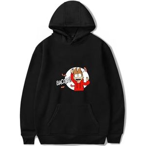 IZGVLELIHN Eddsworld Bacon Hoodies Mannen Vrouwen Mode Hooded Sweatshirt Unisex Trend Lange Mouw Truien, Zwart, XL