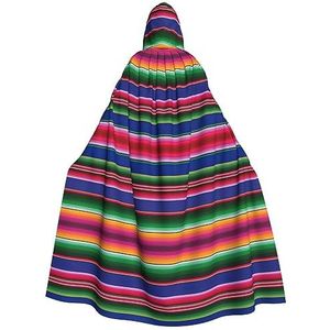 Bxzpzplj Kleurrijke Mexicaanse strepen. Webp mantel met capuchon voor mannen en vrouwen, volledige lengte Halloween maskerade cape kostuum, 185 cm