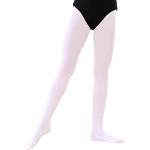 Soudittur Balletmaillot voor kinderen, met voet, ultra-stretch 90D, voor meisjes en dames, 1 paar wit., M
