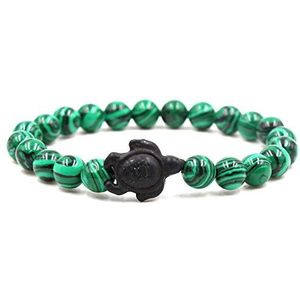 Handgemaakte kralenarmband, Natuurlijke groene streep malachiet met lavasteen schildpad sieraden elegante eenvoudige stijl armband yoga sierlijke koppels armband cadeau for verjaardagsfeestje