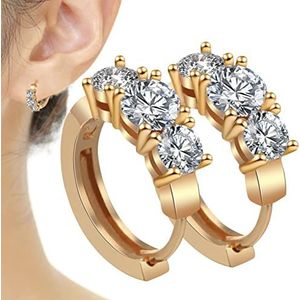 Gouden Huggie oorbellen, Oorbellen voor vrouwen, Goudkleurige lichtgewicht Chunky, oorbellen voor prom, bruiloft, jubileum Tumotsit