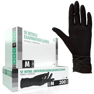 Nitrilhandschoenen 200 stuks doos (M, zwart) Wegwerphandschoenen, wegwerphandschoenen, onderzoekshandschoenen, nitrilhandschoenen, poedervrij, zonder latex, niet-steriel, latexvrij, black, disposible