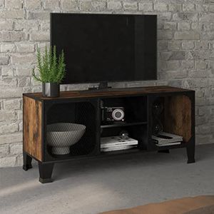 AUUIJKJF Entertainment Centra & TV Stands TV-meubel Rustiek Bruin 105x36x47 cm Meubels van metaal en MDF