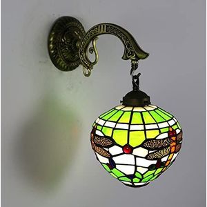 Tiffany Stijl Wandlamp 20.3 Cm Breed, Gekleurd Glas Libelle Wandlamp 40.6 Cm Hoog, Met Antiek, Geschikt Voor Woonkamers, Slaapkamers, Gangen