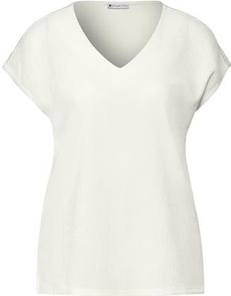 Street One - T-shirt - Zomer - Fijne Structuurkwaliteit - V-hals - Zijsplitten