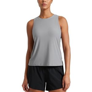 CRZ YOGA Cloudweight Crew Neck Workout Tanks Lichtgewicht Sporttops voor Dames Zachte Basic Hardloopshirts Mouwloos Zilver grijs XL