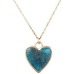 Women Heart Lapis Pendant Gold Chains Necklace Classic Natural Amethyst Roses Quartz Necklace Teengirl Jewelry (Color : Blue Apatite)