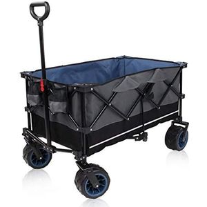 yourGEAR Trolley XXL opvouwbare handkar, bolderkar strandwagen 2 bekerhouders 10cm banden 195 l