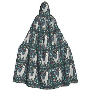 WURTON Leuke lama bloemenprint unisex capuchon mantel voor mannen en vrouwen, carnaval thema feest decor capuchon mantel kinderen
