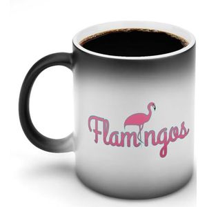 Roze Flamingos Ceramische Koffiemok 12oz Kleur Veranderende Mokken Brede het Handvat Hittegevoelige Verkleuring Koppen