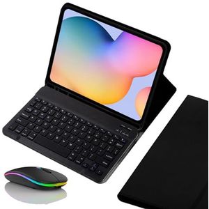 Toetsenbordhoes voor Samsung Galaxy Tab S10 Plus/S9FE PLUS/S9 Plus 12.4'', Magnetisch Afneembaar Draadloos Achtergrondverlichting Toetsenbord met Bluetooth Muis,zwart
