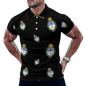 Coat Arms of Argentinië Grappige Mannen Polo Shirt Korte Mouw T-shirts Klassieke Tops Voor Golf Tennis Workout