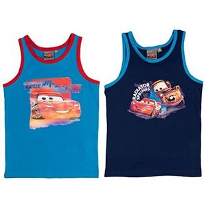 Disney Cars Lightning McQueen onderhemd voor jongens, kinderen, tank top, hemdje, ondergoed, blauw (2-delige verpakking), blauw, 110-116