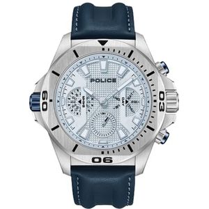 Police Horloges Elektrische Mens Analoge Quartz Horloge met Lederen Armband PEWJF0022503, Blauw