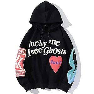 Kanye Lucky Me I See Ghosts Print Hooded Hiphop-trui Met Lange Mouwen S-4XL