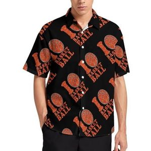 I Love Basketball1 Zomer Heren Shirts Casual Korte Mouw Button Down Blouse Strand Top met Pocket XS