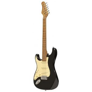 Stagg SES-55 BLK LH - Elektrische gitaar serie 55 met massieve paulownia-behuizing, linkshandig model