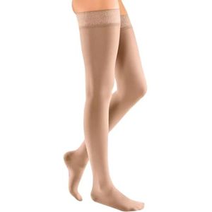 medi mediven elegance - 0269101 dijbeenlengte dames compressiekousen met open punt | CCL2 | noppenkleefband | Caramel | Gr. I normaal