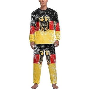 Retro Duitsland Wapenschild Vlag Zachte Heren Pyjama Set Comfortabele Lange Mouw Loungewear Top En Broek Geschenken M