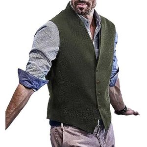 Dvbfufv Herenvesten Tweed Kostuum Vest Jas Steampunk Zakelijk Vest voor Heren Bruiloft EN8 S