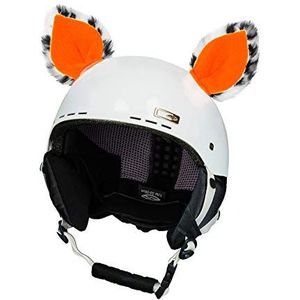 Crazy Ears Helm-accessoires, oren, kat/tijger/lynx/kikker, ski-oren geschikt voor skihelm, motorhelm, fietshelm en nog veel meer, neon oranje kat