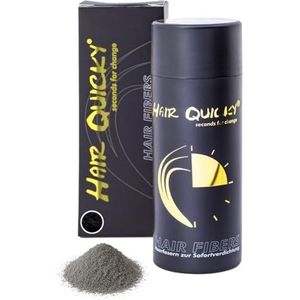 Hair Quicky® Premium Hair Fibers, shaar, direct effect bij geheime hoeken, gedeeltelijke gladheid, haaruitval en licht haar, voor mannen en vrouwen, natuurlijke keratine | 28 g | grijs