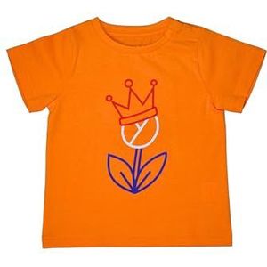 T-shirt kinderen Tulp & Kroontje | Koningsdag Kleding Kinderen | Oranje (DE/NL/SE/PL, Numeriek, 134, Regular, Orange)