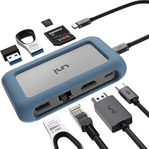 uni - USB C Hub 8-in-1 - Multiport - Aluminium - 4K HDMI, 1Gbps LAN, 100W PD, 5Gbps USB 3.0