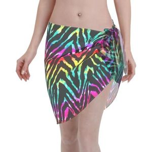 Kleurrijke regenboog zebraprint elegante strandwrap, bikini cover-up, badmode jurk, voor vrouwen, perfect voor zwembad en resort