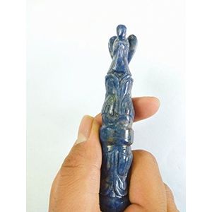 Lapis Lazuli Angel Hand Gesneden Healing Wand Gratis Boekje Crystal Therapy 5.5 inch Zeldzame Stok Chakra Balancing Energie, Meditatie Massage Wand Metafysische Psychische Gezondheid Rijkdom Welvaart Goddelijke Gift