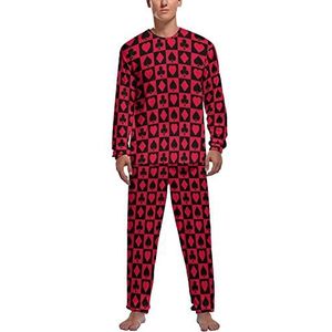 Poker Printing Zachte Heren Pyjama Set Comfortabele Lange Mouw Loungewear Top En Broek Geschenken L