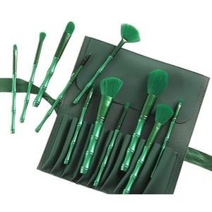 Make-upborstels, Blush-borstel, Make-upborstelset, Make-upborstels, Make-upborstelset Haren Zachte 11-delige Blush Losse Borstel Schoonheid Make-up Gereedschap Losse Borstel Volledige Set(Green)