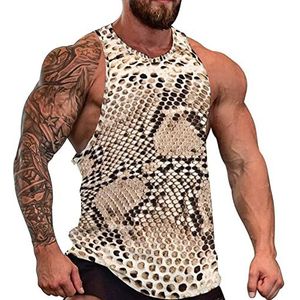 Python Slangenprint heren tanktop grafische mouwloze bodybuilding T-shirts casual strand T-shirt grappig gym spier