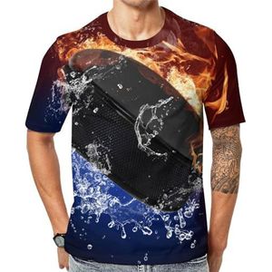 Homewish Ice And Fire grafisch T-shirt met korte mouwen voor heren, ronde hals, print, casual T-shirt, tops, XL