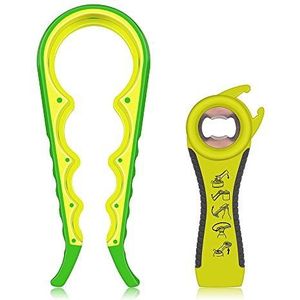 MIMIVIVA Jar Opener, Multifunctionele flesopener blikopener Kit, Jar Opener voor senioren met artritis, Jar Opener voor zwakke handen, Jar Opener Grip Deksel Twist Gripper