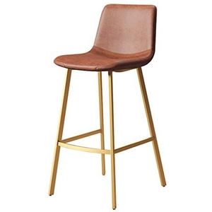 WWERTYY 29,5 inch H Barkrukken met Terug Teller Hoogte Kruk Faux Lederen Gestoffeerde Seat Moderne Keuken Bar Stoel Voetsteun met Goud Metalen Been voor Pub Koffie Thuis Dinning