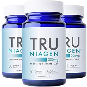 TRU NIAGEN Nicotinamide Riboside NAD -supplementen, om vermoeidheid en vermoeidheid te verminderen, gepatenteerde formule NR, 30 stuks, 300 mg per portie (3 maanden/3 flessen)