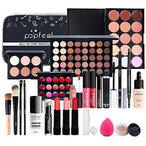 Complete make-upset, all-in-one professionele make-upset, 24-delig, draagbare reisorganizer, cadeauset make-up met oogschaduw, lippenstift, palet