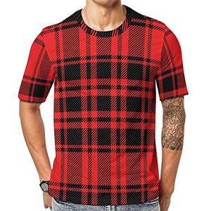 Rood en zwart Buffalo Schotse tartan geruite heren Crew T-shirts korte mouw T-shirt casual atletische zomer tops