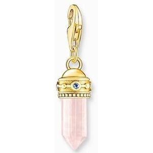 Charm-hanger met rosafarbenem kristal verguld, Sterling zilver