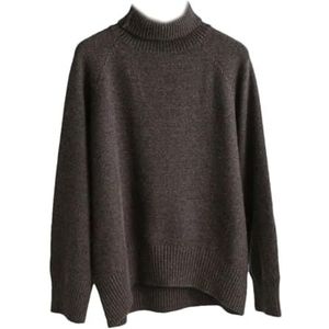 Lmtossey Herfst en winter casual verdikte ronde hals oversized trui trui voor vrouwen warme losse kasjmier trui, Highneck Donkergrijs, Eén Maat